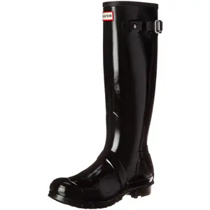 Hunter Womens Original Tall Gloss Rain Boots - Black
