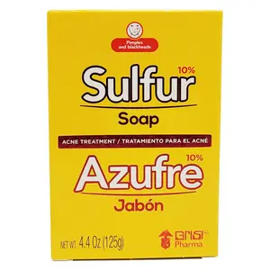 Azufre Sulfur Soap with Lanolin for Acne Pimples & Oily Skin 100g Facial Cleanser Antiseborrheic Treatment