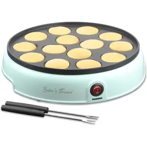 Mini Pancakes Maker Machine, Dutch Mini Pancake Griddle, 14 Holes Electric Poffertjes Pan, Ideal for Breakfast, Snacks, Desserts & More