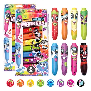 Scentos Jumbo Scented Markers, 8 Pack, Fruit Fragrances, Super Washable, Kid Approved, Non toxic, Chunky Design for Little Hands