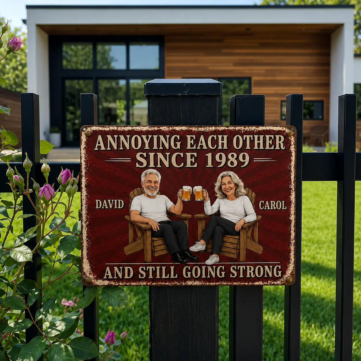 Personalized Annoy Each Other And Still Going Strong Photo Metal Sign with name, Custom Photo Names & Year, Funny Couple Gift, Gift for Anniversary, Anniversary Gifts for Him, Wedding Stuff