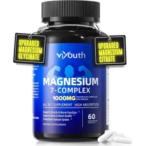 Magnesium 7 Complex Supplement – Glycinate, Citrate, Malate, Taurate & More with Zinc, Vitamin D3 & B6 for Sleep, Muscle Relief & Recovery, 60 Capsules