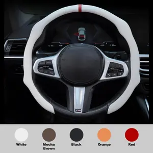 New high-end Napa leather car steering wheel cover fur non-slip durable sweat card cover simple leather steering wheel cover Alcantara universal steering wheel cover