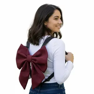 Handmade Crimson Red Bow Statement Backpack