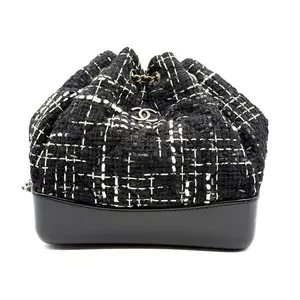 Pre-owned CHANEL Tweed Backpacks Small Gabrielle Backpack Black