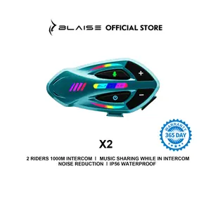 BLAISE X2 Intercomunicador para Casco con Doble Chip Bluetooth 6.0, Música y Comunicación Simultáneas, Resistencia al Agua IP66 y Luces RGB, Alcance 1000m