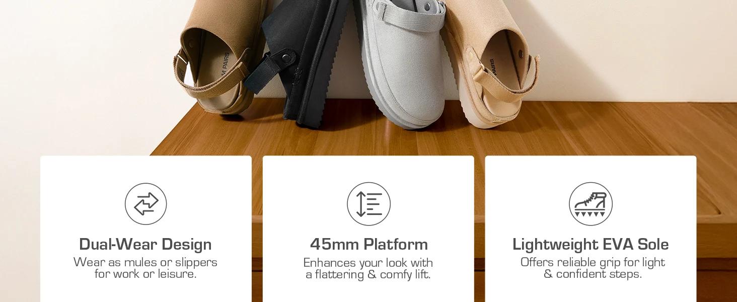 Dream Pairs Round-Toe Platform Mule Clogs – Indoor/Outdoor Memory-Foam, Lightweight Fall-Winter Walkers