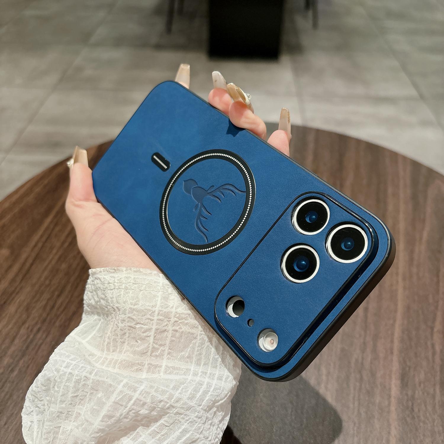 Shockproof Magnetic Bumper Case for iPhone 17 Pro Max 16 15 14 13 12 11, Elk Magnetic Imitation Sheepskin Pattern Phone case, Skin Feel, Fashion Business, Anti-Drop wear-Resistant