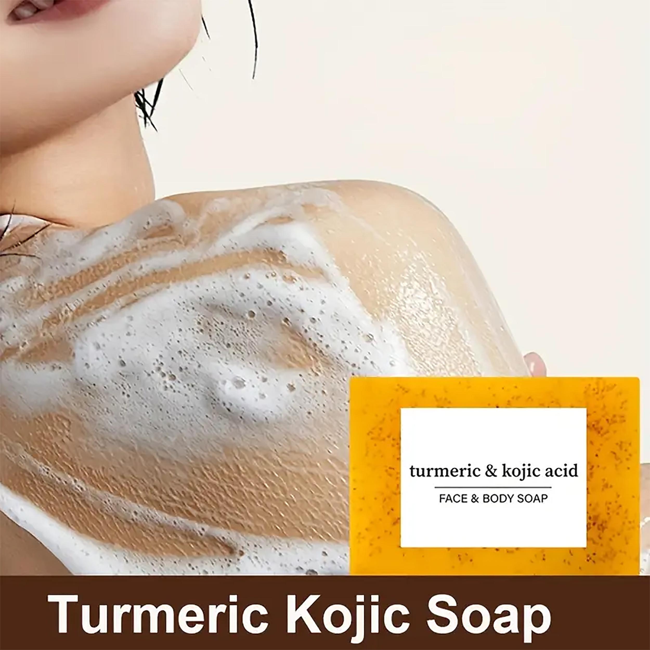 3PCSTurmeric & Kojic Soap 3PCSTurmeric Bar Soap for Natural Skin Care Gentle Cleansing and Moisturizing Brightening Soap