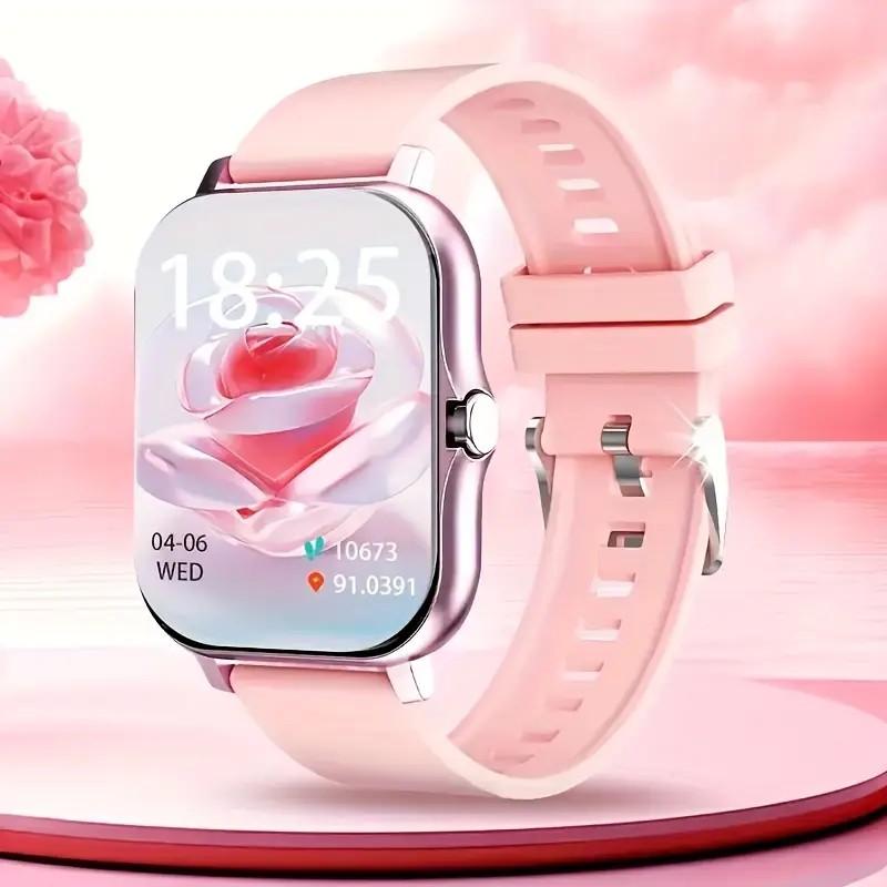 A2026 Mother's Day Gift:New Smartwatch (Black & Pink) Wearable Device Super Bowl, Super Bowl Outdoor Sports、Smart watch, wireless talking/dialing, multi-sport mode, call reminder and rejection, SMS reminder, message reminder, various APP reminders,