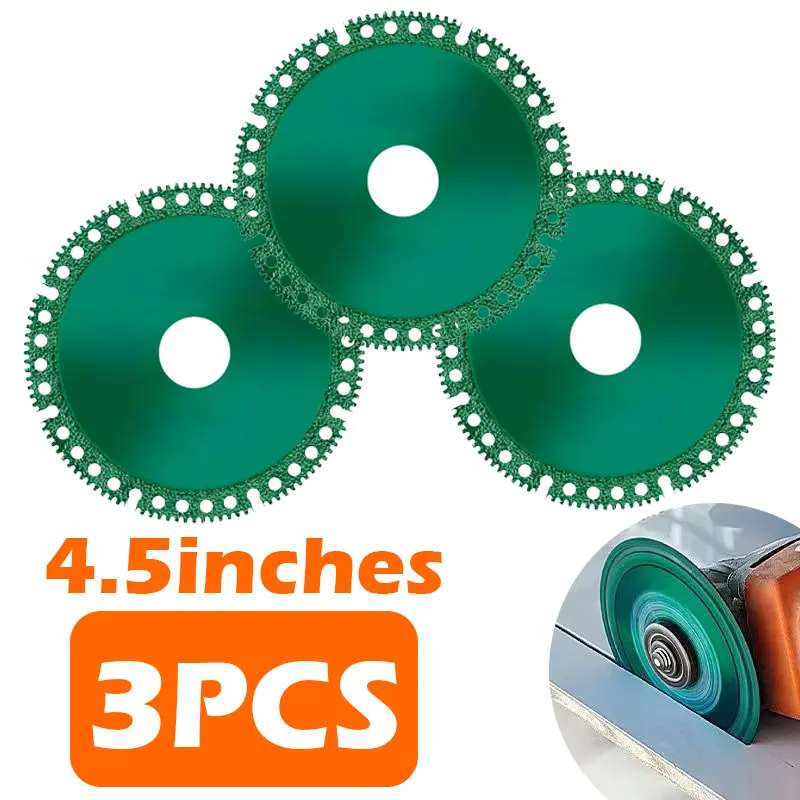 4.5-Inch (115mm) Ultra-Thin Diamond Rim Cutting Discs, 3-Pack 1.2mm Continuous Rim Blades for Angle Grinders - Porcelain, Smooth Fast Cuts, Minimizes Chip, Ceramic