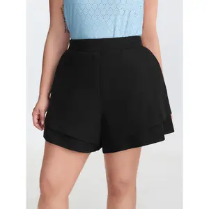 【Baggy】BLOOMCHIC Plus Size Stretchy Layered Hem Shorts [M-6X] 2026 Summer Vibes