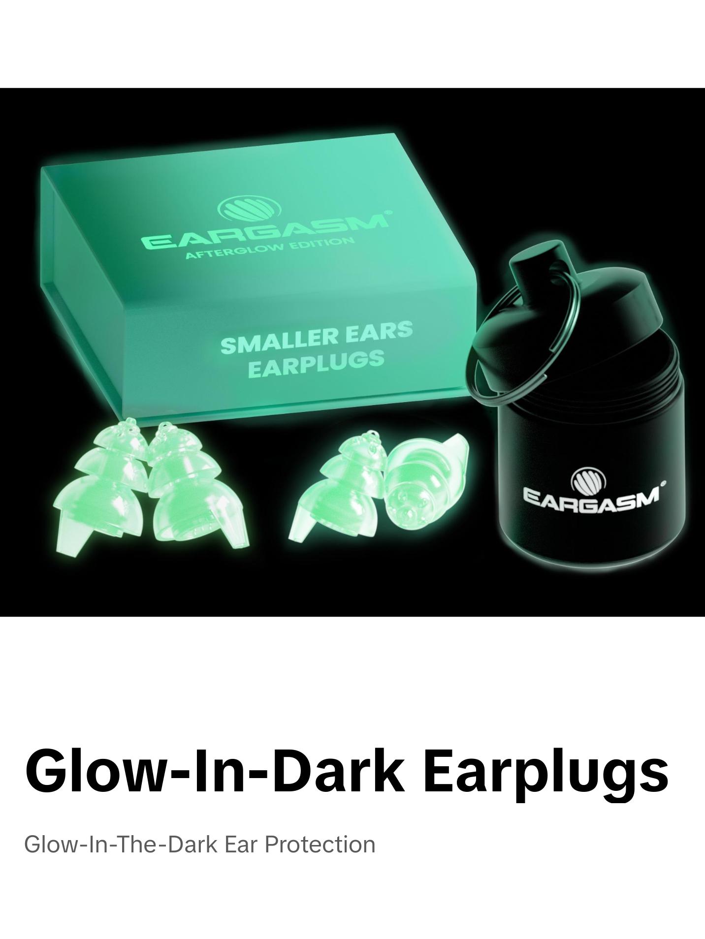 Eargasm Smaller Ears Earplugs - Afterglow Glow in Dark High Fidelity Filtered Noise Reducing Reusable Ear-Plugs for Kids, Women, Men - Hearing Protection for Raves, Festivals, Live Concerts, Sports