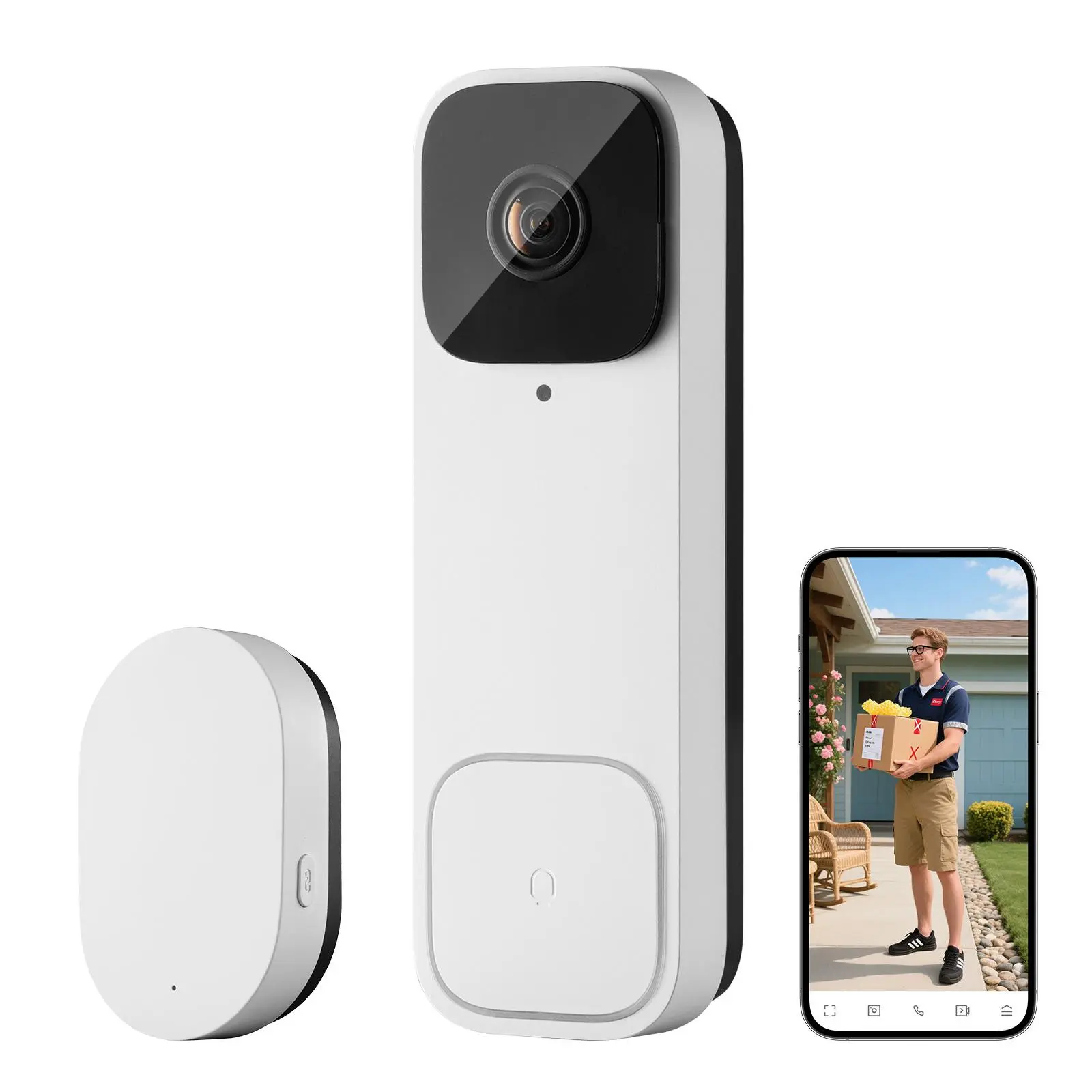 【summerfinds】VEVOR 2K Video Doorbell with 170° Ultra-Wide View, Night Vision, 2-Way Audio, Motion Detection, Alexa & Google Compatible, 128GB Storage, Battery/Wired Power