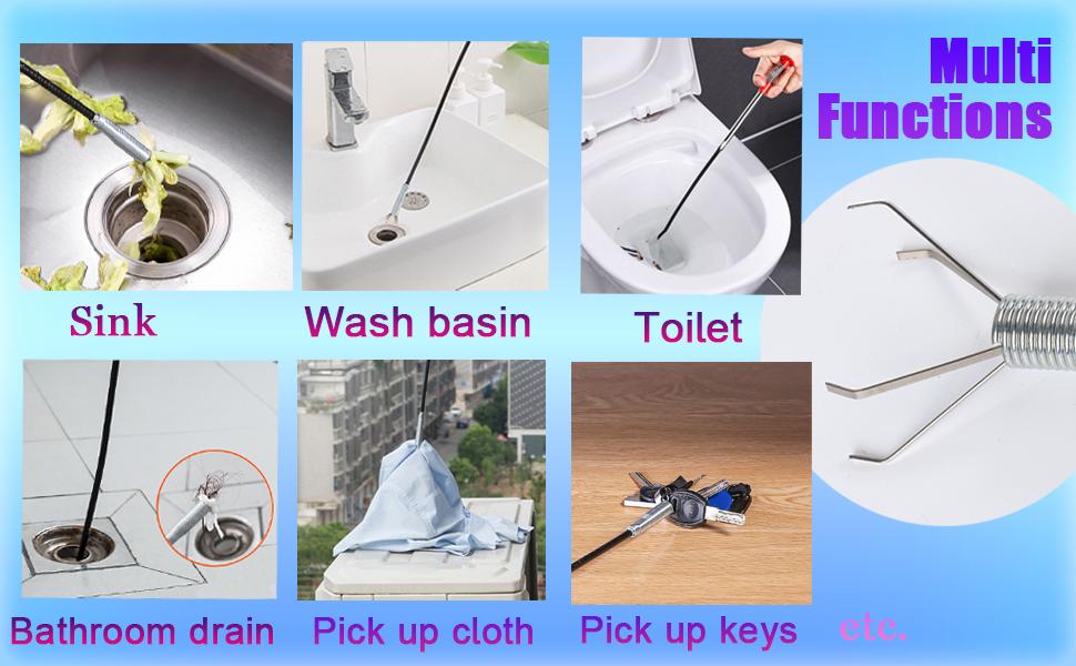 79inch Drain Clog Remover Toilet Snake Plumbing Snake Grabber Reacher Tool with Spiral 4-Claw Grabber-Spring,Unclogs Hair&Sundries&Keys/Jewelry/Clothes,for Kitchen/Bathtub/Sewer/Toilet Hair Clog Remover Tool tub 79inch Drain Clog Remover Toilet Snake Plumbing Snake Grabber Reacher Tool with Spiral 4-Claw Grabber-Spring,Unclogs Hair&Sundries&Keys/Jewelry/Clothes,for Kitchen/Bathtub/Sewer/Toilet Hair Clog Remover Tool tub
