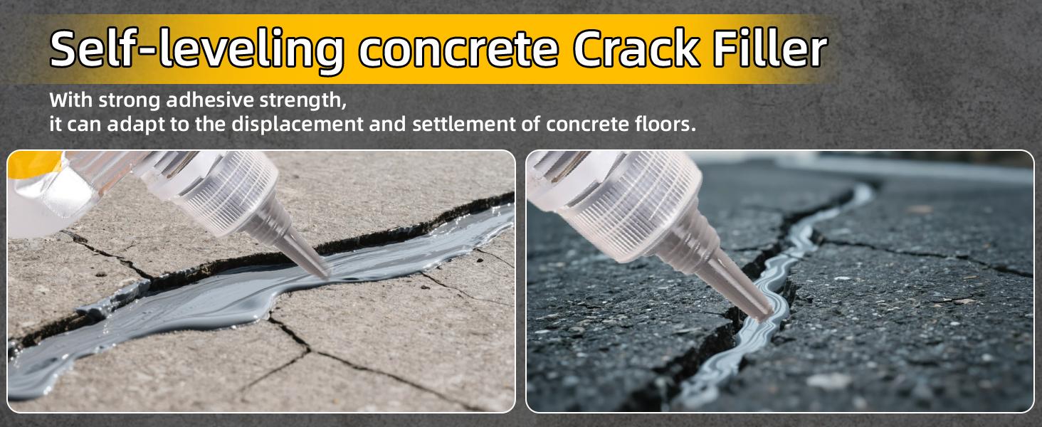 Archi Republic Professional Concrete Filler & Sealant - 17.6 oz Quick-Drying, Strong Adhesion, Waterproof Adhesive with Outdoor Elastic Crack Fit, Self-Leveling Patch Spackling Paste for Driveway Repair, Enhances Durability