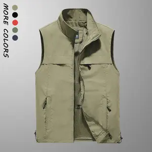 Men's Casual Versatile Fishing Vest; features multiple pockets for storage, breathable mesh design, durable fabric, lightweight and comfortable, perfect for outdoor activities, jogging, fishing, or everyday casual wear; an essential item in any men's ward