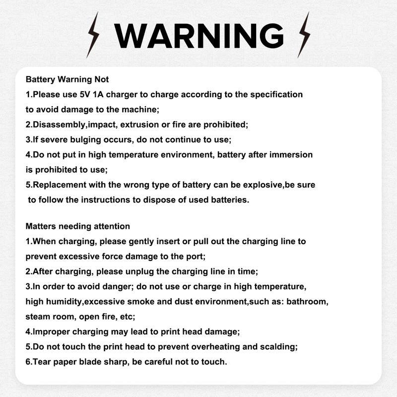 Portable Mini Printer, 1 Set USB Rechargeable Wireless Thermal Printer with Print Paper, Portable Photo Printer for Home Office School [0]