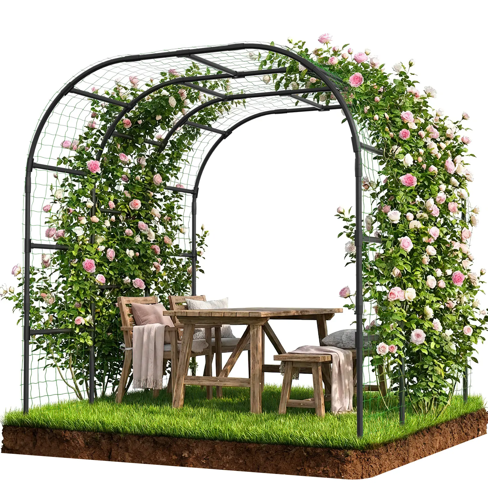 Lilypelle Large Tall Garden Wedding Arch Trellis for Climbing Plants 87in Tall Black Outdoor Garden Arbor for Party and Backyard Decoration