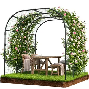 【Summervibes】Lilypelle Large Tall Garden Wedding Arch Trellis for Climbing Plants 87in Tall Black Outdoor Garden Arbor for Party and Backyard Decoration