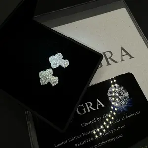 Cross Earrings Studs 925 Solid Silver Iced Out Moissanite Earrings