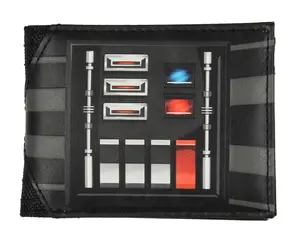 Star Wars Wallet Darth Vader Wallet Costume Chest Plate Mens Bifold Wallet with Imperial Metal Logo