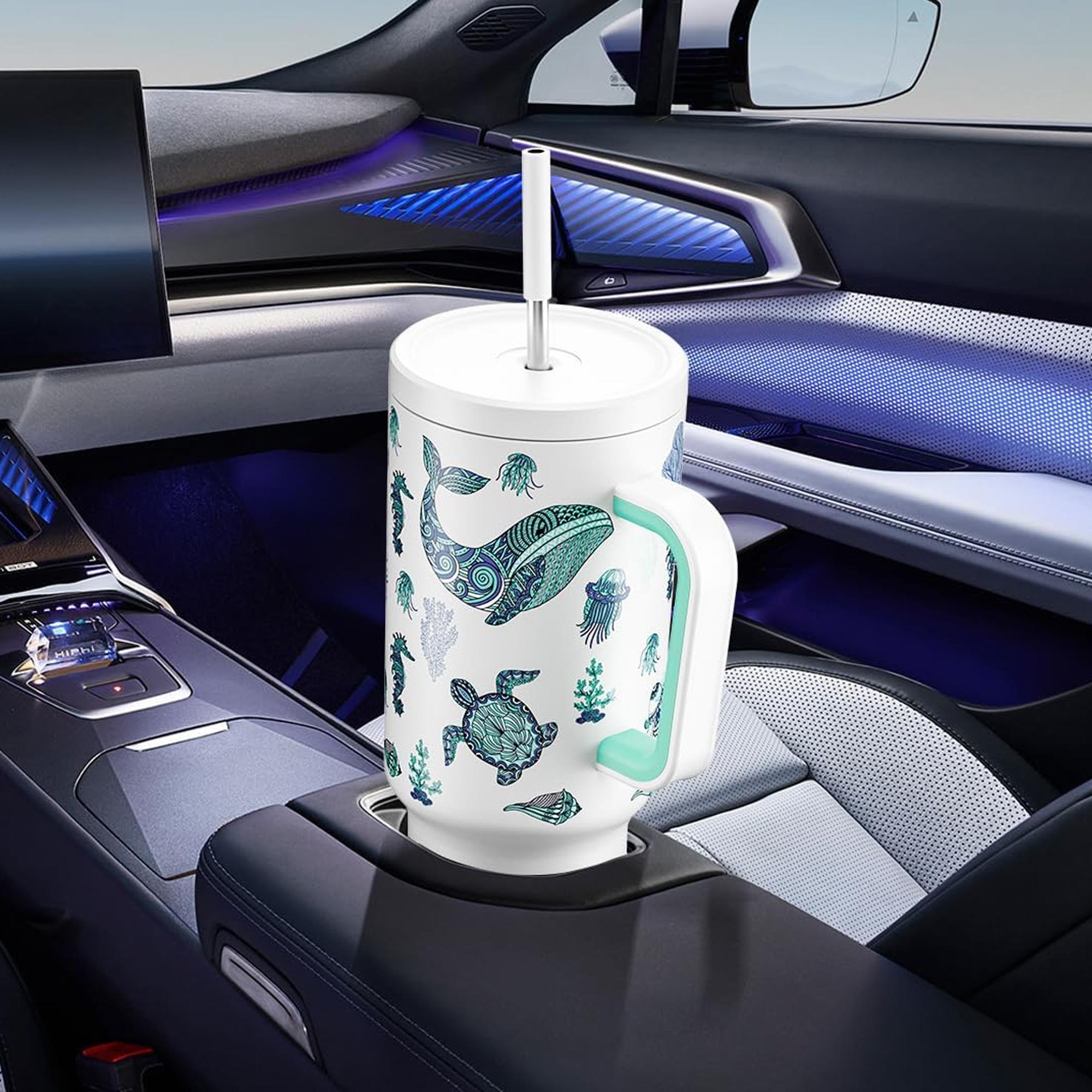 Summervibes,【Latest Style】 - Meoky 40oz Stay Hot Or Cold All Day Stainless Steel Thermos Cup, Perfect For Car, Office & Travel, Large Capacity, Trendy Design, Glow-In-The-Dark Marine Life, Insulated Tumbler With Handle. Mother's & Father's Day Gifts Summervibes,【Latest Style】 - Meoky 40oz Stay Hot Or Cold All Day Stainless Steel Thermos Cup, Perfect For Car, Office & Travel, Large Capacity, Trendy Design, Glow-In-The-Dark Marine Life, Insulated Tumbler With Handle. Mother's & Father's Day Gifts