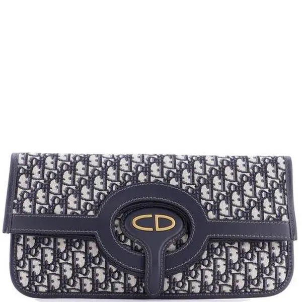 Pre-owned Dior Canvas Small Leather Goods Christian Fold Cluctch Oblique Canvas