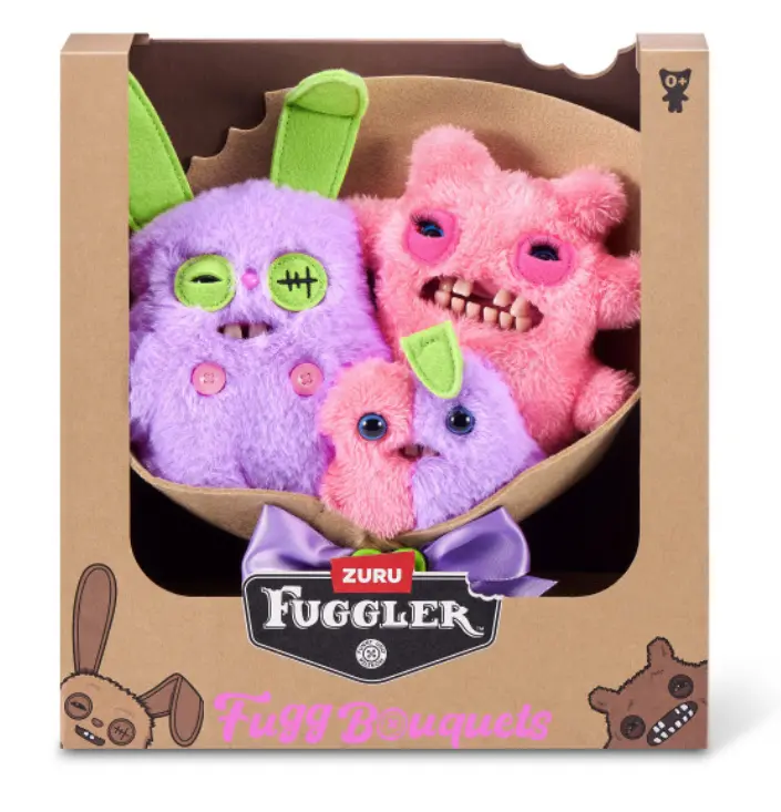 Fuggler Bouquet Bundle | 2 Big + 1 Mini Ugly Monster Plush Set | Rabid Rabbit, Sir Nobbynuts & Nobbybits | Funny Ugly Monster Collectible Gift