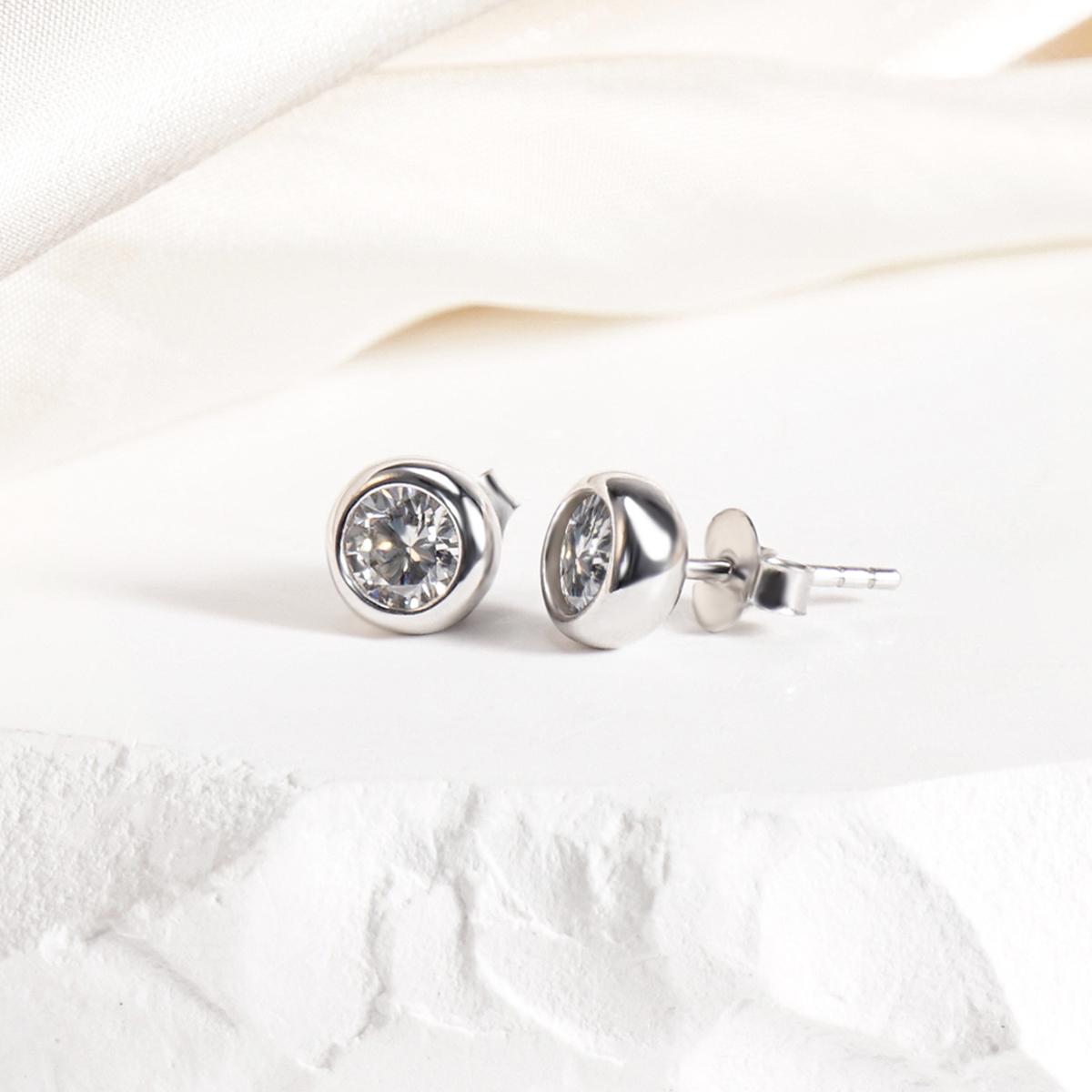 Delzzad Bling Bezel  Bubble Stud Earrings Synthetic Moissanite S925 Earring Jewelry Perfect Birthday Engagement Anniversary Dating Christmas Gift for Men Women Wedding Set