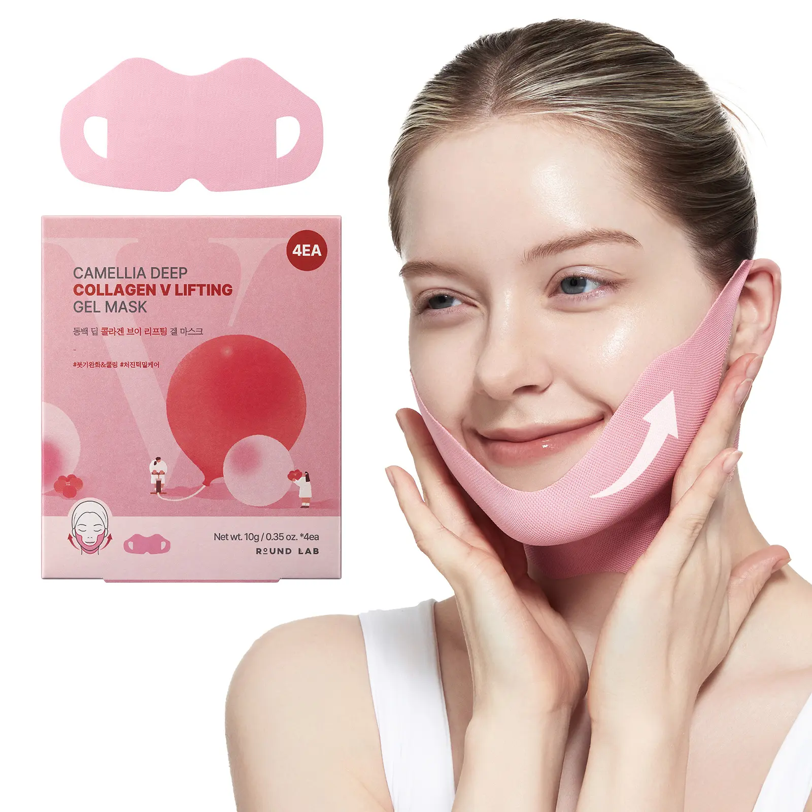[Lifting & Firming] Camellia Deep Collagen Chin Lifting Gel Mask – Neck & Jawline Care, Firming Gel Mask, Jeju Camellia for Skin Repair