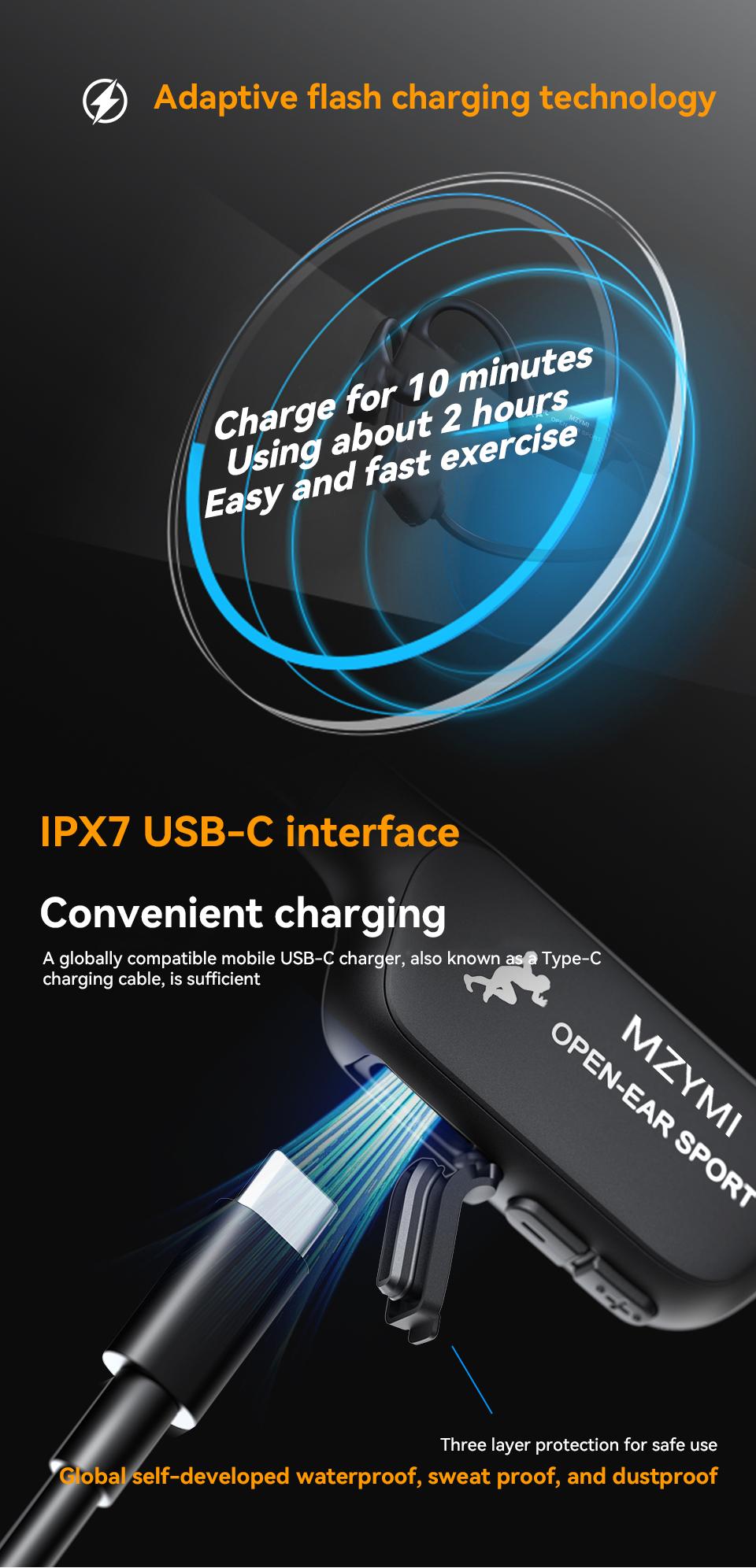 MZYMI i18pro Bone Conduction Earphones IPX6 Waterproof Open Ear Wireless Bluetooth Headphones with Mic 240mAh Battery Fast Charging Sports Earbuds #TikTokShopBlackFriday