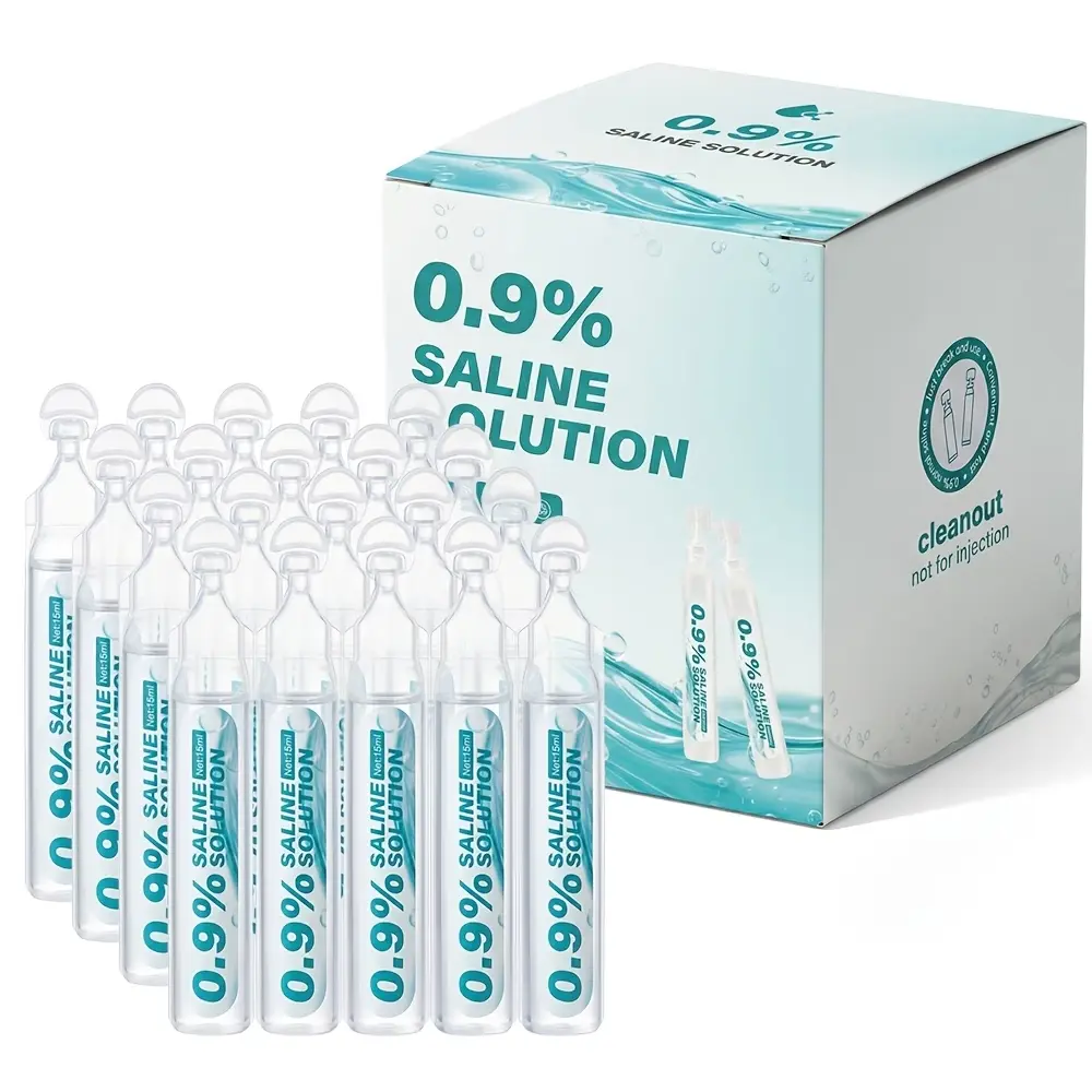 0.9% Home Saline Solution  - 20 Count, Sodium Chloride for Nasal and Eye Use, Wound Care, Acne Facial Cleansing, Nasal Cleansing for Children and Adults, Sterile Sterilization Care, Wound Cleansing Saline Solution (0.17 oz Each) Daily Gentle