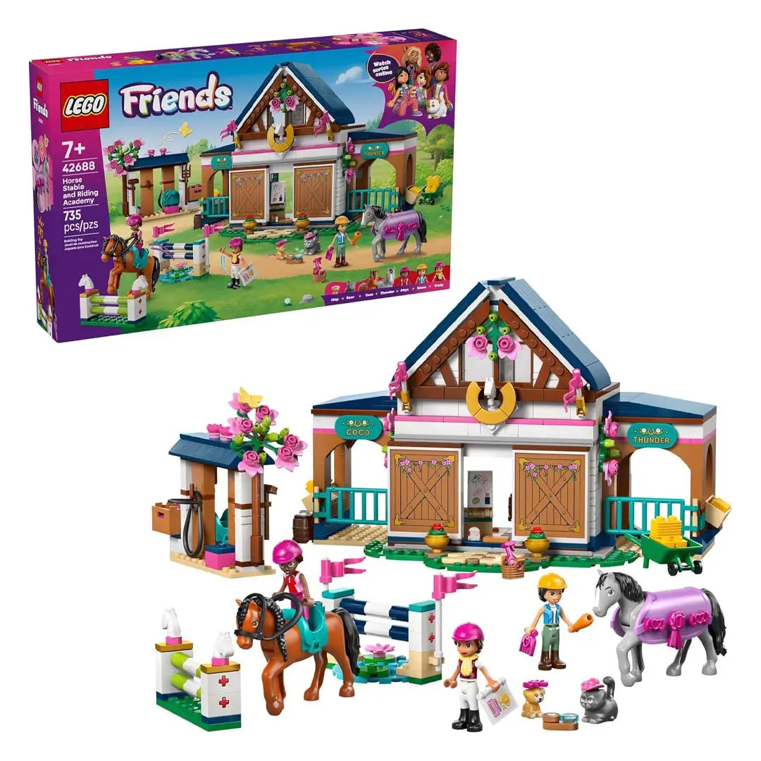 LEGO Friends Horse Stable and Riding Academy (42688) Building Block Assembly Toy, Creative Brick Building Set for Kids, Creative Building Block