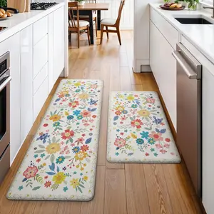 GENIMO Kitchen Mats for Floor 2PCs, Washable Anti-Fatigue Mat for Cushioned, Waterproof Kitchen Runner, Pet Friendly Rug Comfy Rug, Non Slip Ergonomic Comfort Standing Mat for Home, Runner, Office, Sink, Laundry