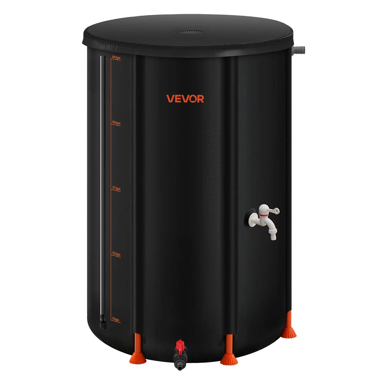 VEVOR Collapsible Rain Barrel,  , 66 Gallon Portable Rain Water Collection Barrel, 500D PVC Rainwater Collection System, Garden Water Catcher Tank Storage Container with Spigot & Overflow Kit, Black#BackToSchool