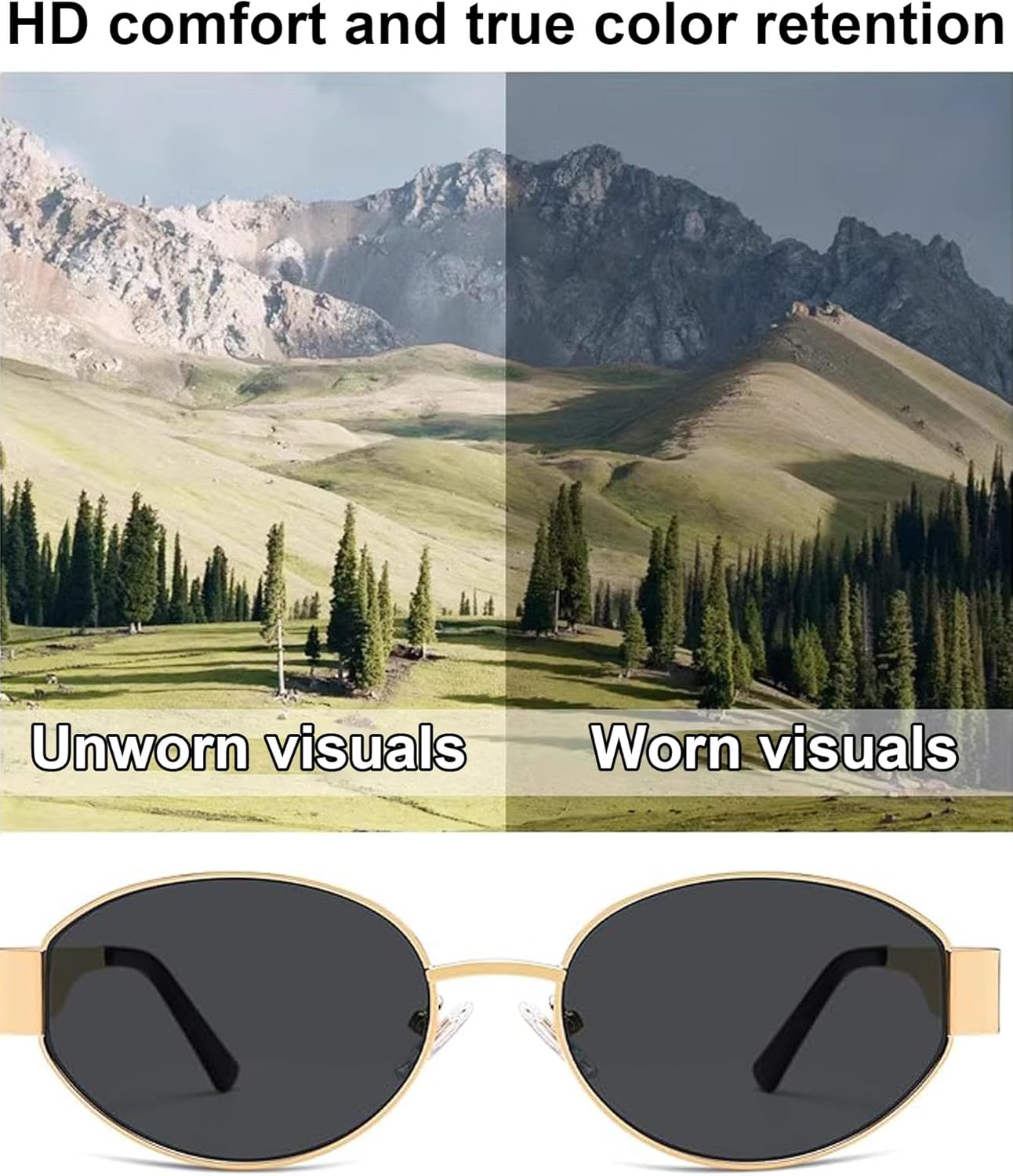 Paleshy Retro Oval Sunglasses for Women & Men 3-Piece Set Lightweight Metal Frame UV400 Protection Trendy Classic Shades