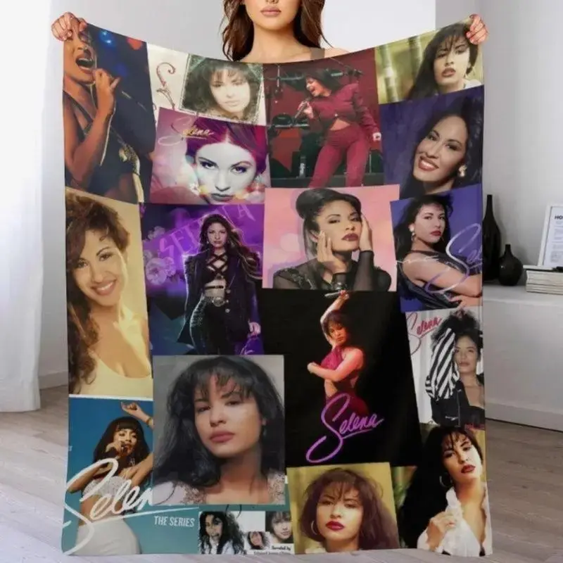 Selena Quintanilla 100% Brushed Flannel Plush Polyester Blanket - Cooling, Soft, Cozy Throw for Adults, Kids - Bed, Couch Use - Home Decor Gift for Christmas, Memorial Day