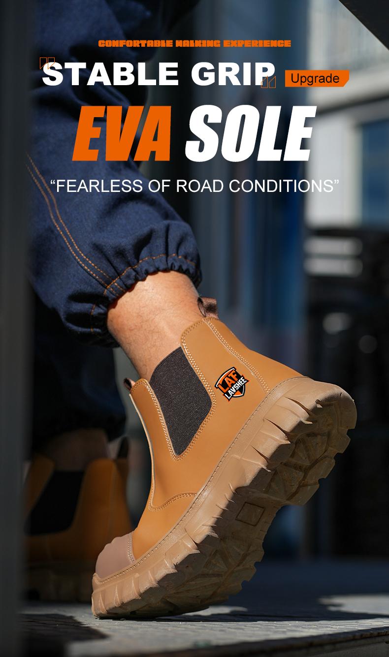 Lightweight steel toe brown anti slip work shoes - splash proof, smash proof, puncture proof, breathable safety shoes