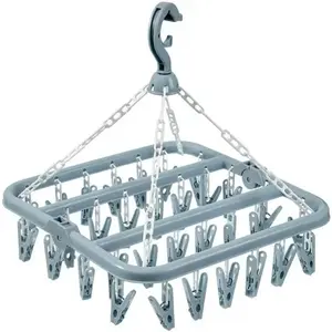 Drying rack, equipped with 32 clips and foldable drip hangers, saving space
