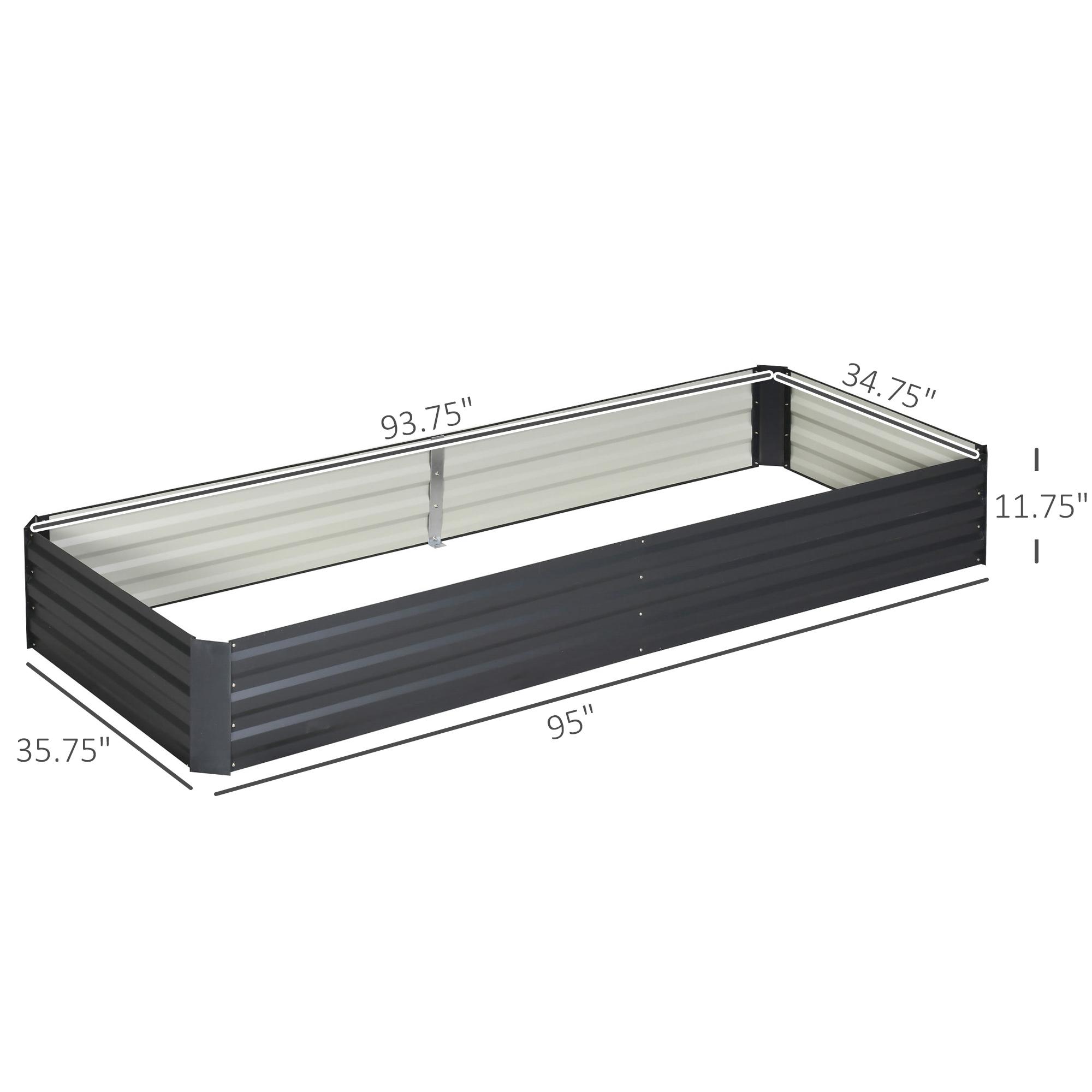 Outsunny Galvanized Raised Garden Bed - 1/2 PCS Metal Outdoor Planters, Elevated Planting Boxes for Vegetables, Flowers, 4'x2'x1' & 8'x3'x1' Dimensions