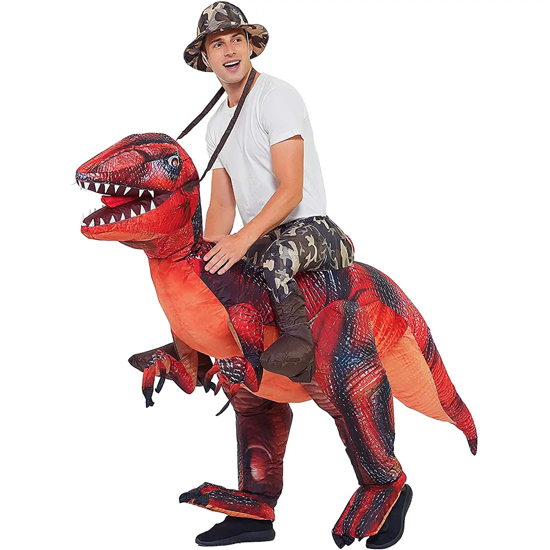 GOOSH 1-Size Wearable Dinosaur Costume for Adults - Menswear, Women's Clothes, Easy-to-Wear Halloween Cosplay Party Outfit, Inflatable Suit