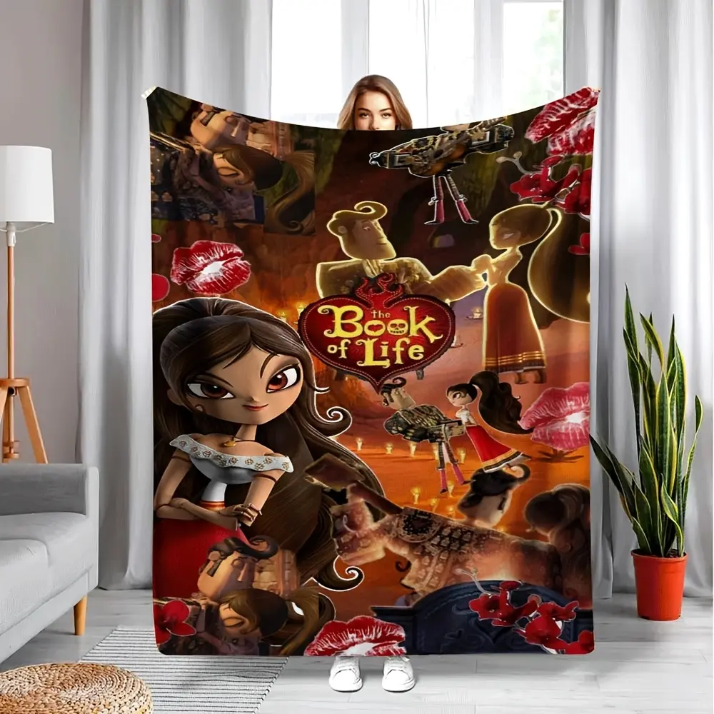1pc The Book of Life Flannel Blanket - All Seasons Soft Polyester Blanket, Machine Washable, Suitable for Infant, Children, Home Use, Cozy Gift for Camping-Travel