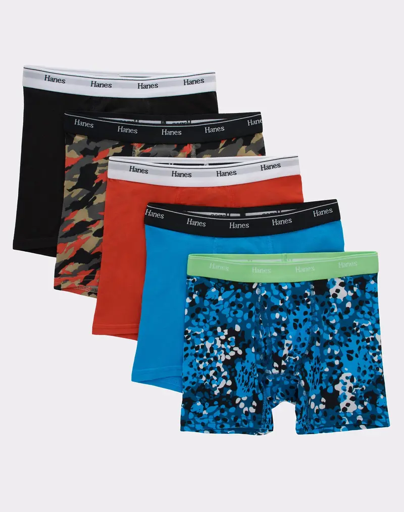 Hanes Originals Boys' Boxer Brief Underwear 5-pack Multi Pack Comfortable Fit Soft Stretch Fabric Breathable Brobb1