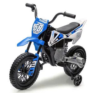 12V Kids Motorcycle, Electric Motorcycle for Kids with Safety Assist Wheels, Bluetooth Music, Spring Suspension, Twist Grip Throttle, Max Speed 3 Mph, Motorcycles for Kid, Suitable for 3-8 Years Old,Blue