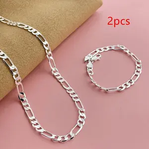 Elegant 925 Sterling Silvery-plated 5mm Triple Figaro Cuban Link Chain Necklace - Hypoallergenic, Tarnish-Resistant, Ideal For Parties & Gifts, Versatile Accessory|Stylish Cuban Link|Durable Chain Design, Fashion Jewelry for Men and Women