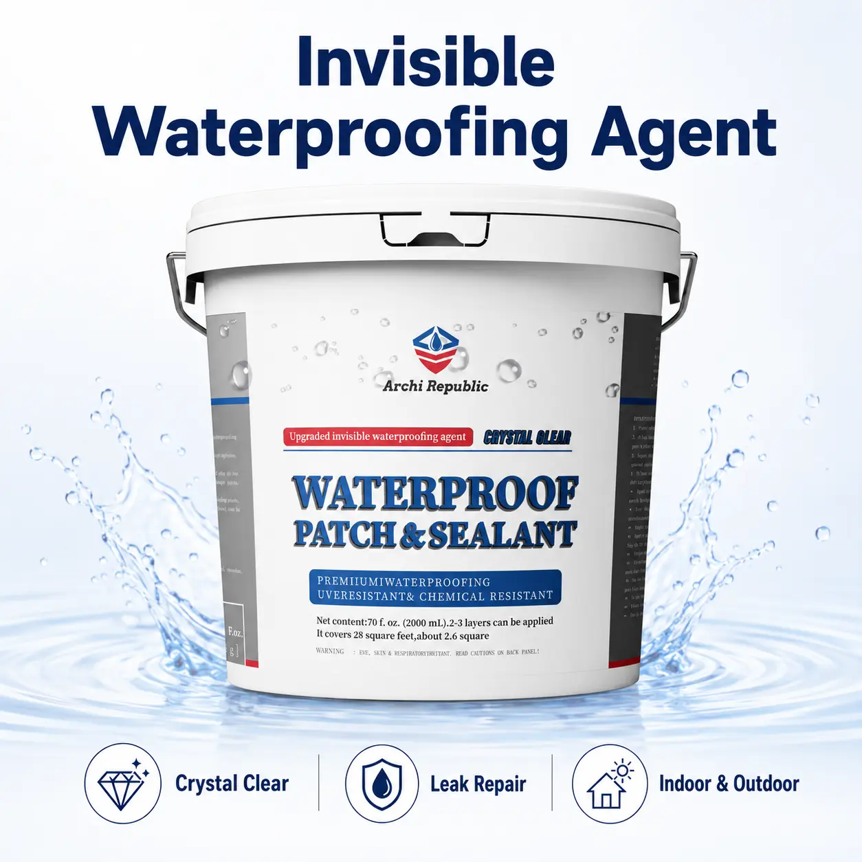 Archi Republic Clear Waterproofer - Highly effective waterproofing coating that protects your building from water, long lasting and easy to use on a wide range of surfaces.