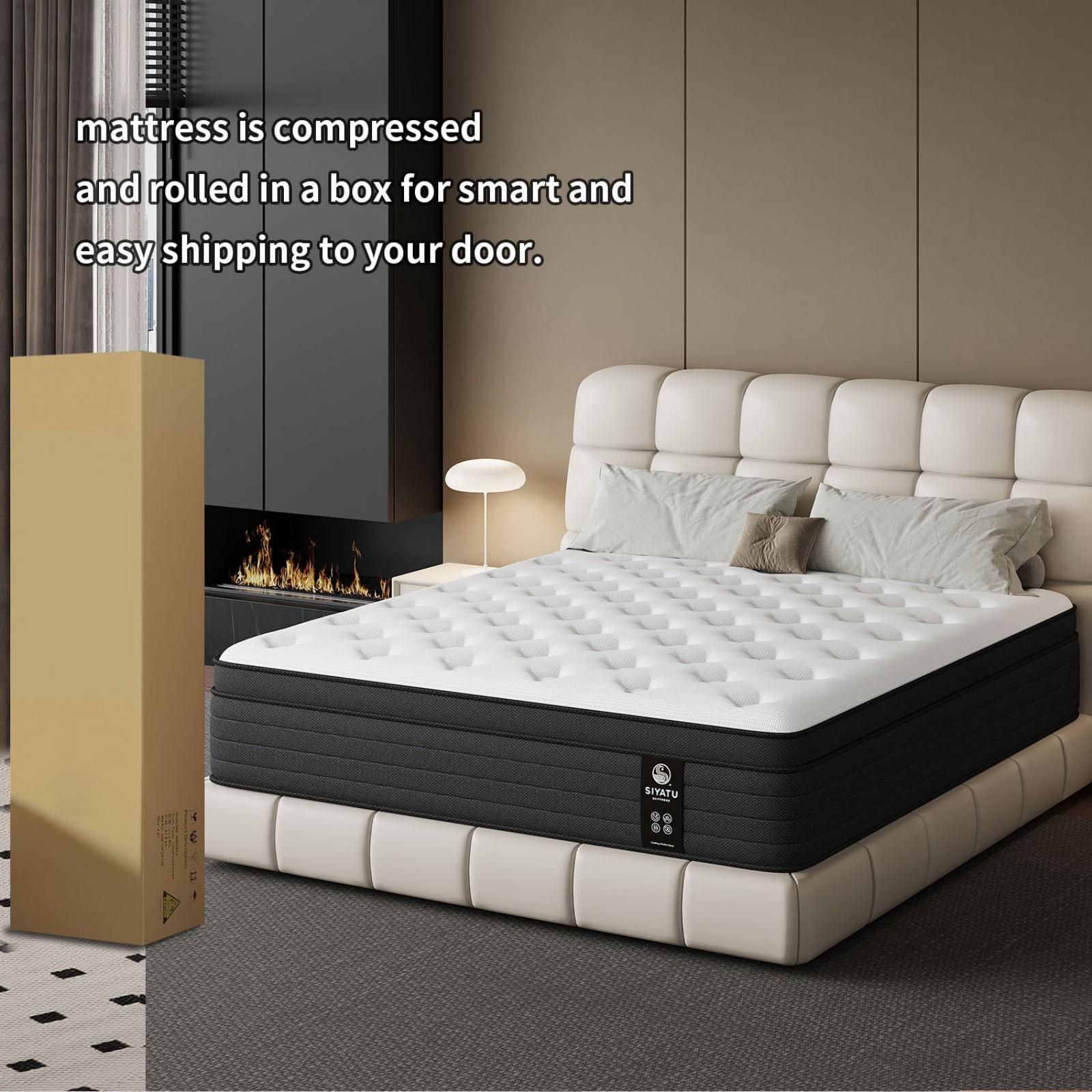 【LODEIJA】8/10/12/14 Inch Twin, Full, Queen, King Mattress Memory Foam And Spring, Hybrid MattressMedium Firmness, Lumbar Support