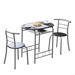 3 Piece Dining Table Set, Small Kitchen Table with 2 Chairs, Space Saving Breakfast Table for Apartment