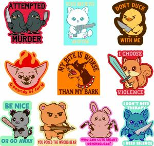 Animals With Weapons Sticker Extra Large Stickers for Pet Lovers Funny Adhesives with Memes Funny Stickers with Colorful Graphic Decals Funny Animal  Multi
